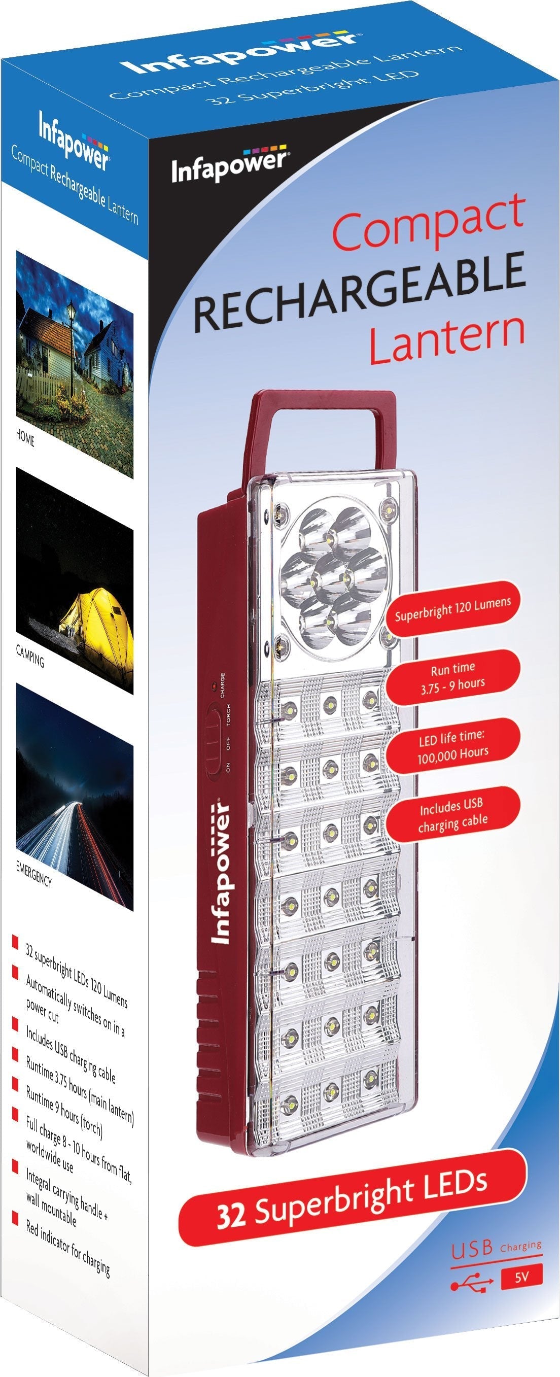 Infapower 32 Led Large Rechargeable Lantern With Usb Charging Worldwide Use
