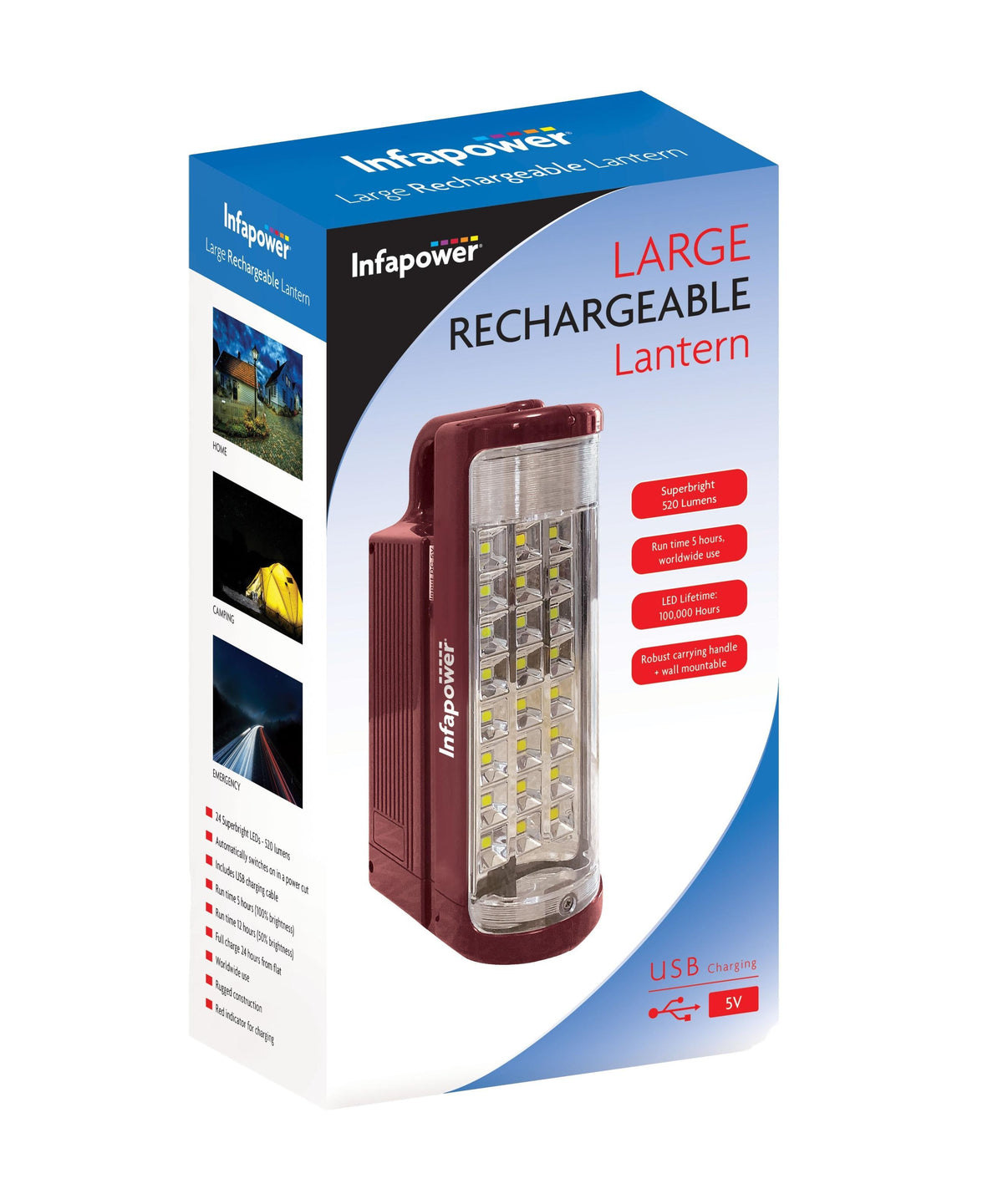 Infapower F059 24 Led Large Rechargeable Lantern With Usb Charging Use