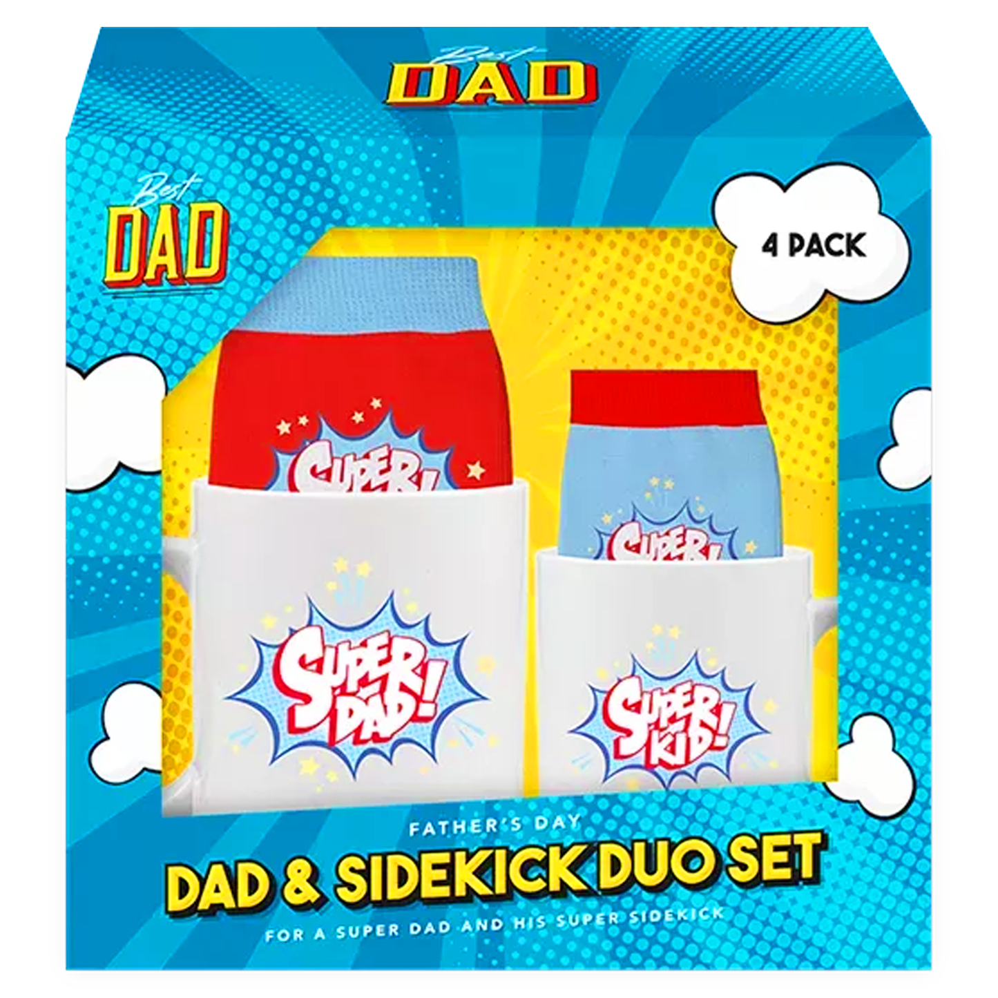 Father's Day Duo Mug & Socks Gift Set Super Dad & Mini Me Super Kid Sidekick