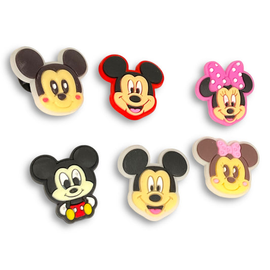 Mickey & Minnie Style Jibbitz Croc Style Shoe Charms - 6 Pack