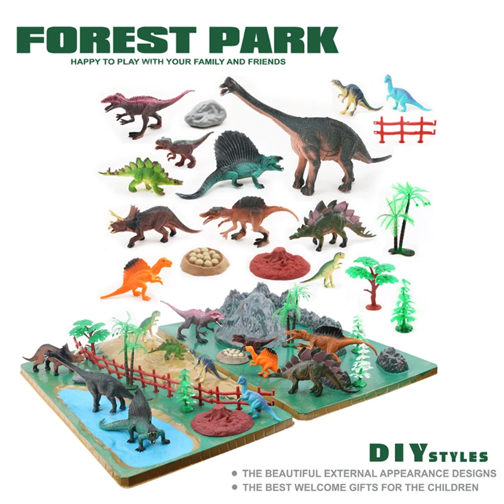 Dinosaur City Pretend Play Scene The Forest Park with Accessories & Figures