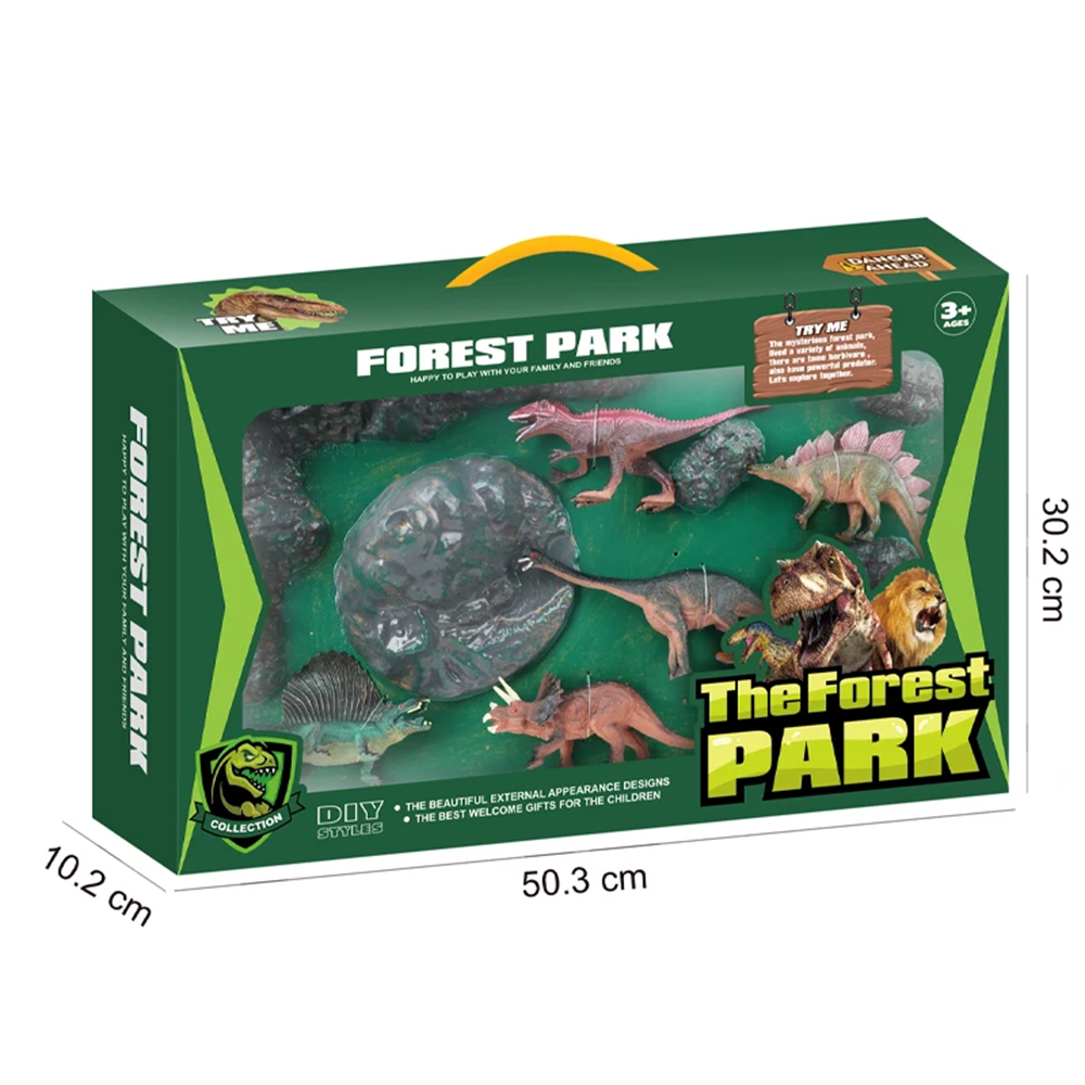Dinosaur City Pretend Play Scene The Forest Park with Accessories & Figures