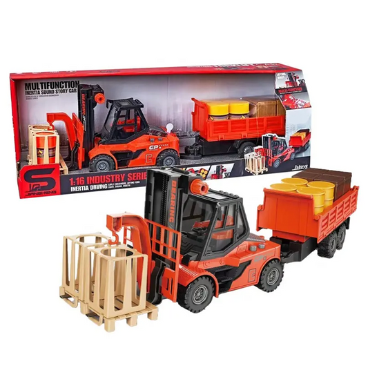 Forklift Truck & Trailer Toy with Sound & Lights