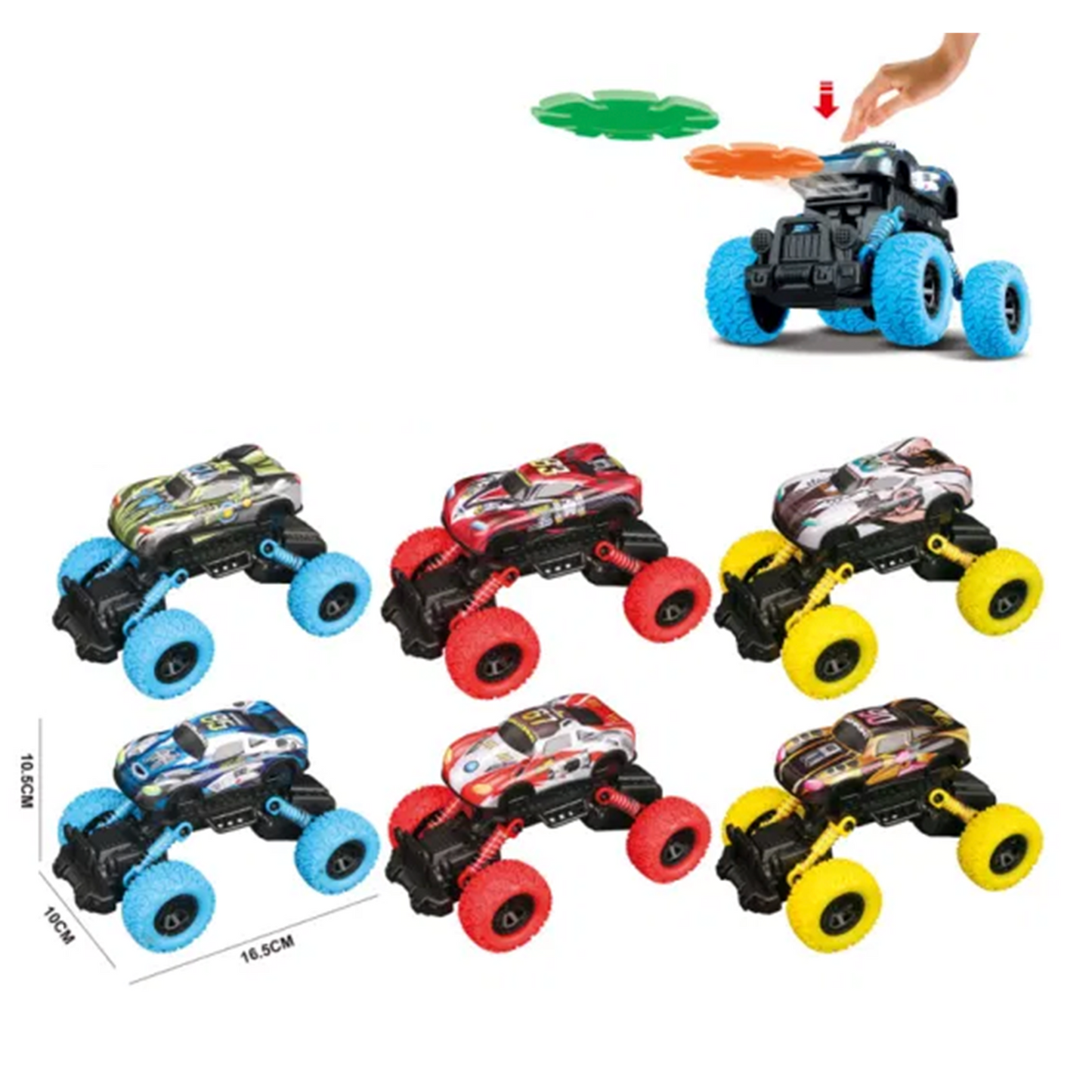 Frisbee Launching Monster Truck Friction Car - 2 Pack