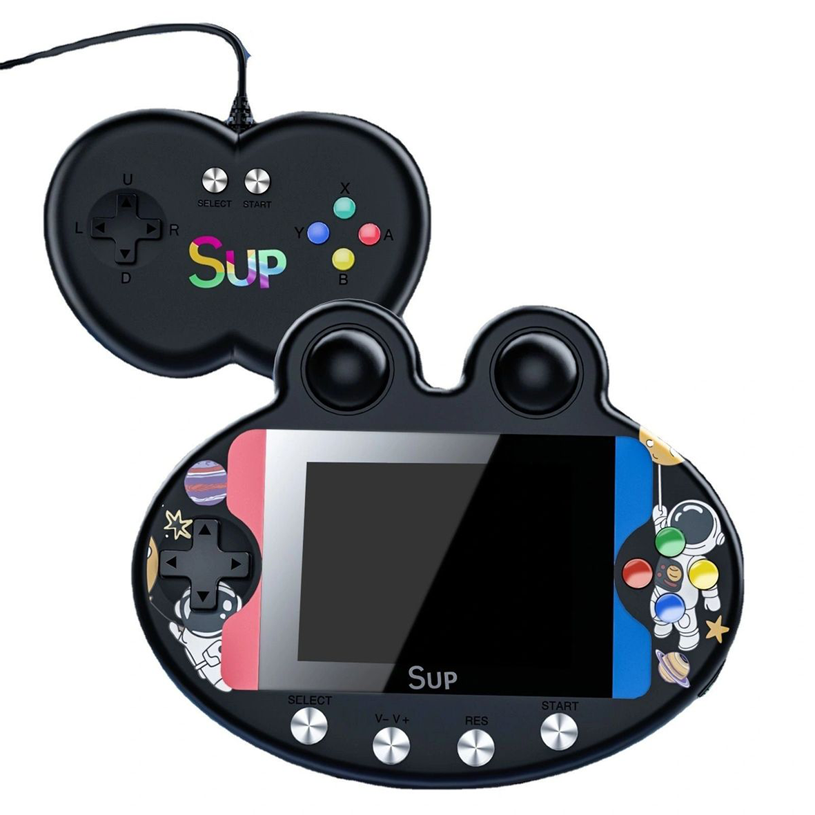 500 in 1 Retro Game Boy Style Handheld Games Console & Controller - F4 Sup Astronaut Frog Design