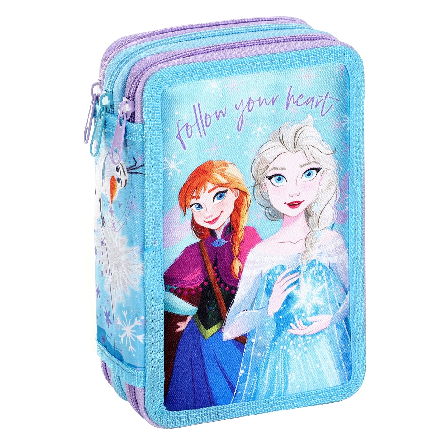 Frozen Style Jumbo Pencil Case & Stationery Set with 3 Zip Divider