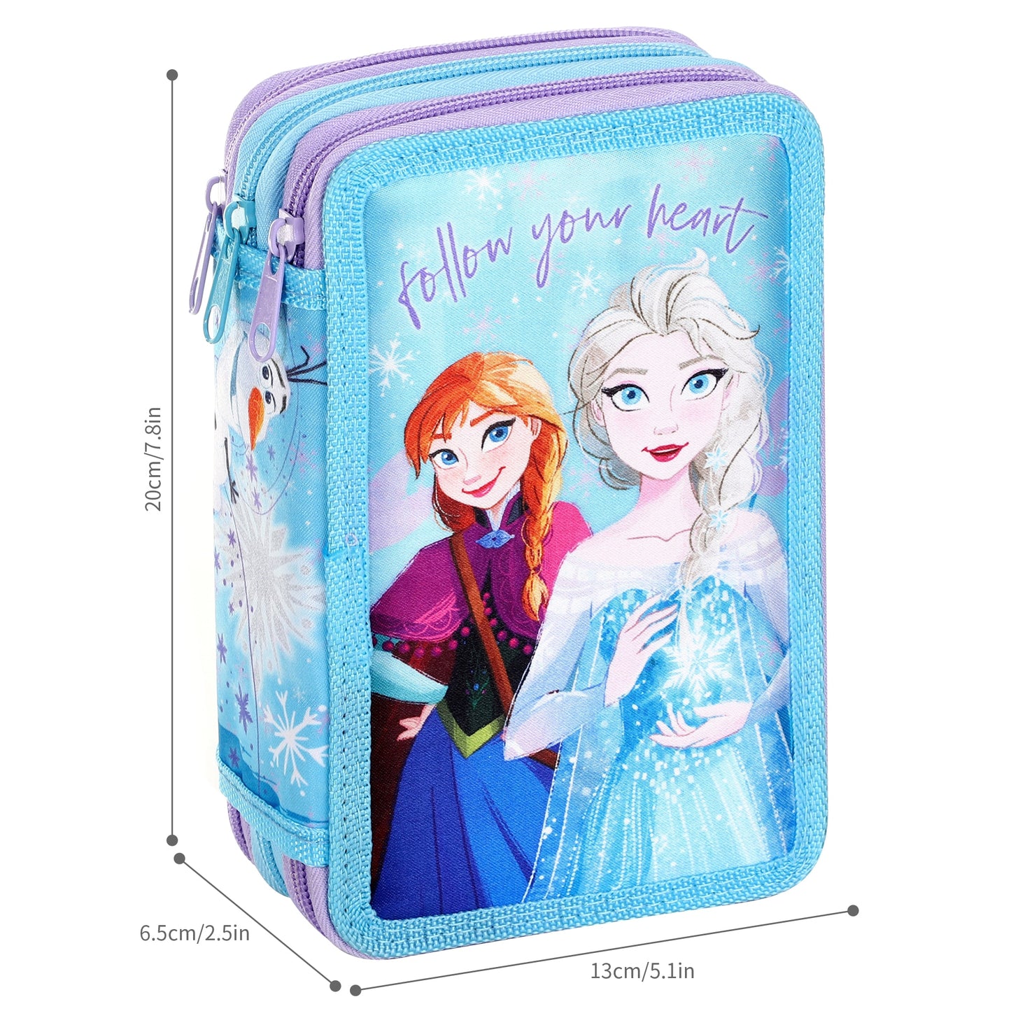 Frozen Style Jumbo Pencil Case & Stationery Set with 3 Zip Divider