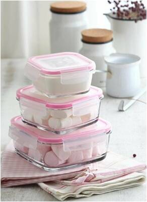 Glass Food Storage Container 375cc Assorted Colours FRS227KDP