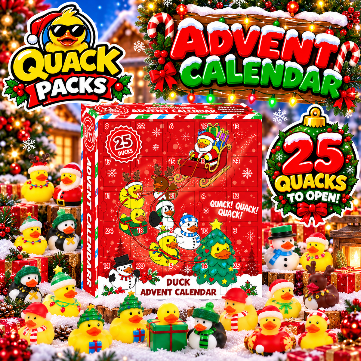 QuackPacks Advent Calendar - includes 25 Limited Edition Christmas Quacks Inside