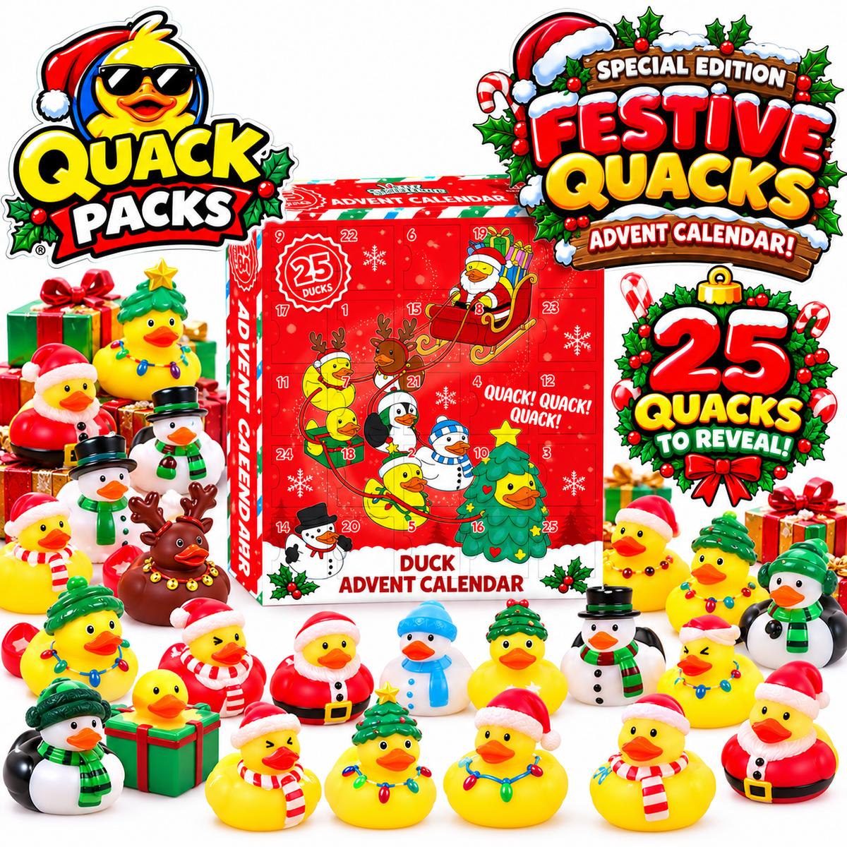 QuackPacks Advent Calendar - includes 25 Limited Edition Christmas Quacks Inside