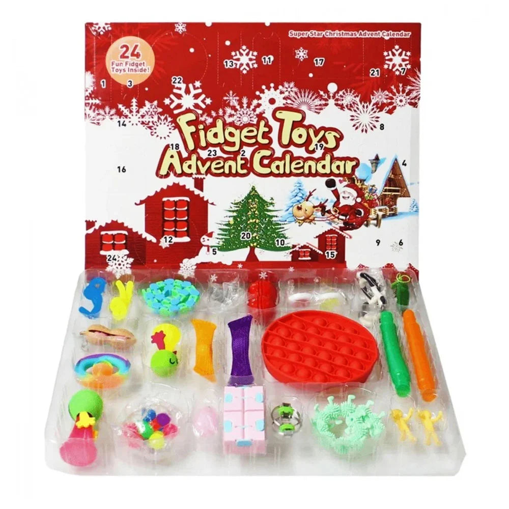 Fidget Toy Advent Calendar - 24 Day Fidget Advent Calendar - Poppit's, Squishy, Sensory Toys, Stretchy Tubes, Toys & More for Kids & Adults