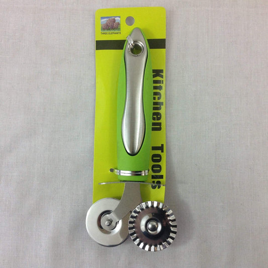 Dual Wheel Stainless Steel Kitchen Chef Easy Pizza Pasta Pancake Cutter Kitchen Tools 00132