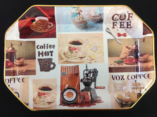 Plastic Rectangle Coffee Serving Tray 45 x 32 cm Assorted Designs 1390