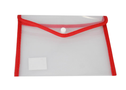 Medium Plastic Stud Document Wallet File Folder 22 x 16 cm Assorted Colours 5386