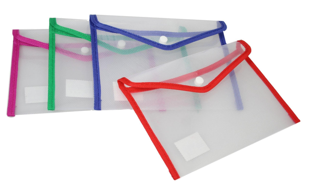 Medium Plastic Stud Document Wallet File Folder Assorted Colours