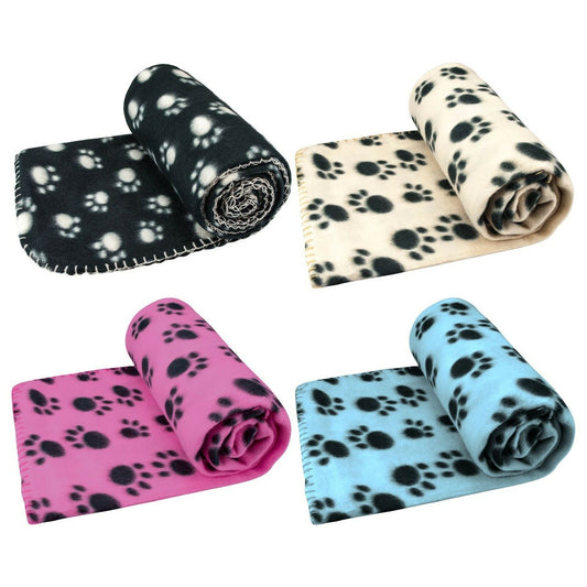 Soft Fleece Paw Print Pet Sleeping Comfort Blanket Assorted Colours