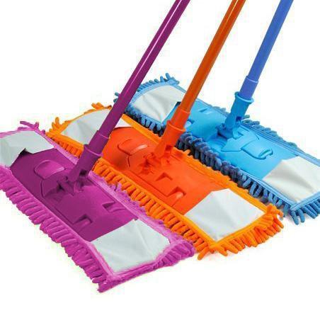 Flat Microfibre Floor Mop with Expandable Stick Pole Handle 42 cm Assorted Colours 2045 A