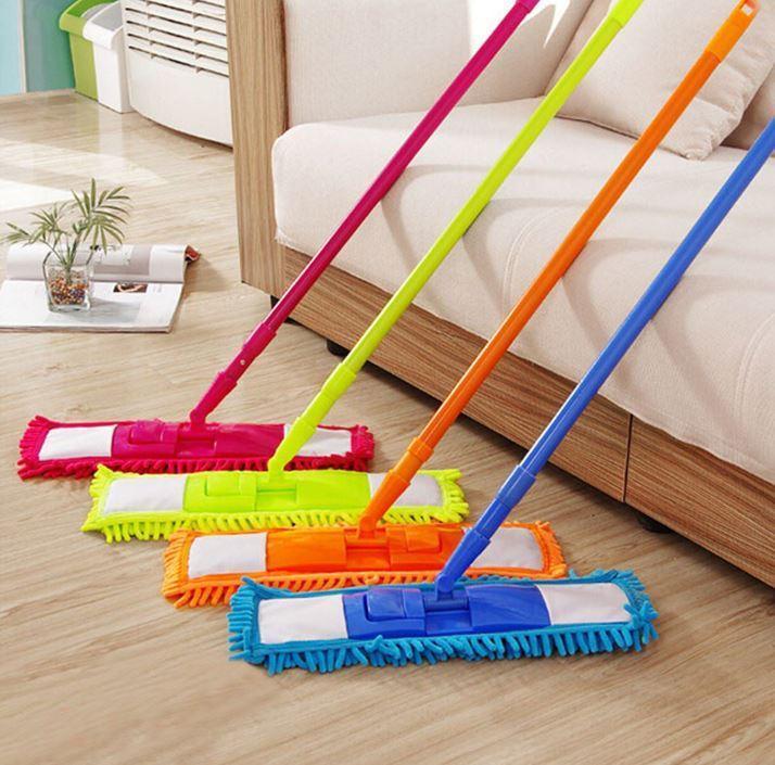Flat Microfibre Floor Mop with Expandable Stick Pole Handle 42 cm Assorted Colours 2045 A