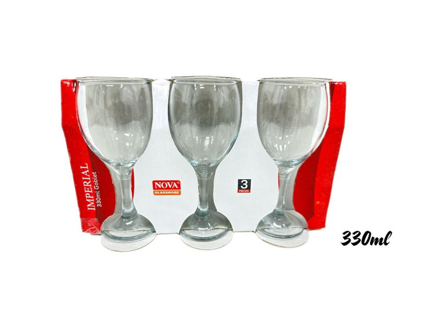 Nova Imperial Goblet Wine Drinking Glasses 330Ml Pack Of 3  (Parcel Plus Rate)