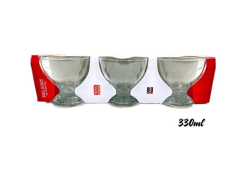 Nova Delight Glass Ice Cream Cups Pack Of 3  (Parcel Plus Rate)