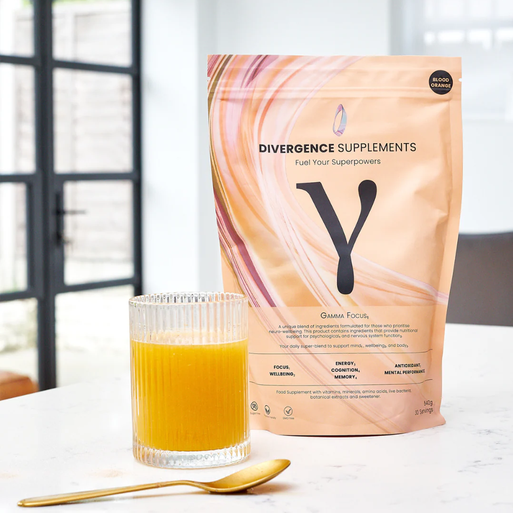 Divergence Supplements Gamma Focus - Blood Orange Flavour 540g Pouch (RRP £35)