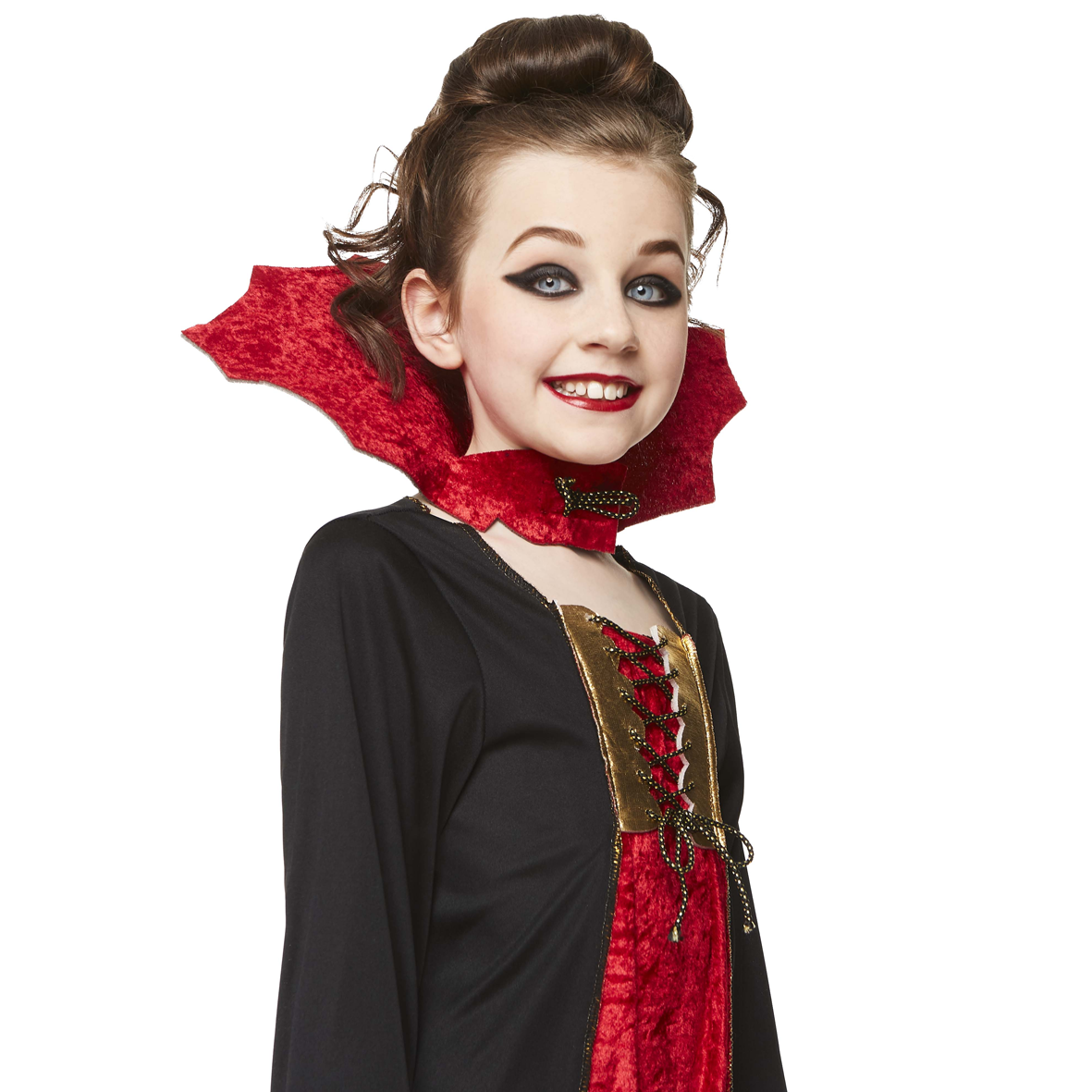 Kids Girls Gothic Vampiress Halloween Fancy Dress Costume