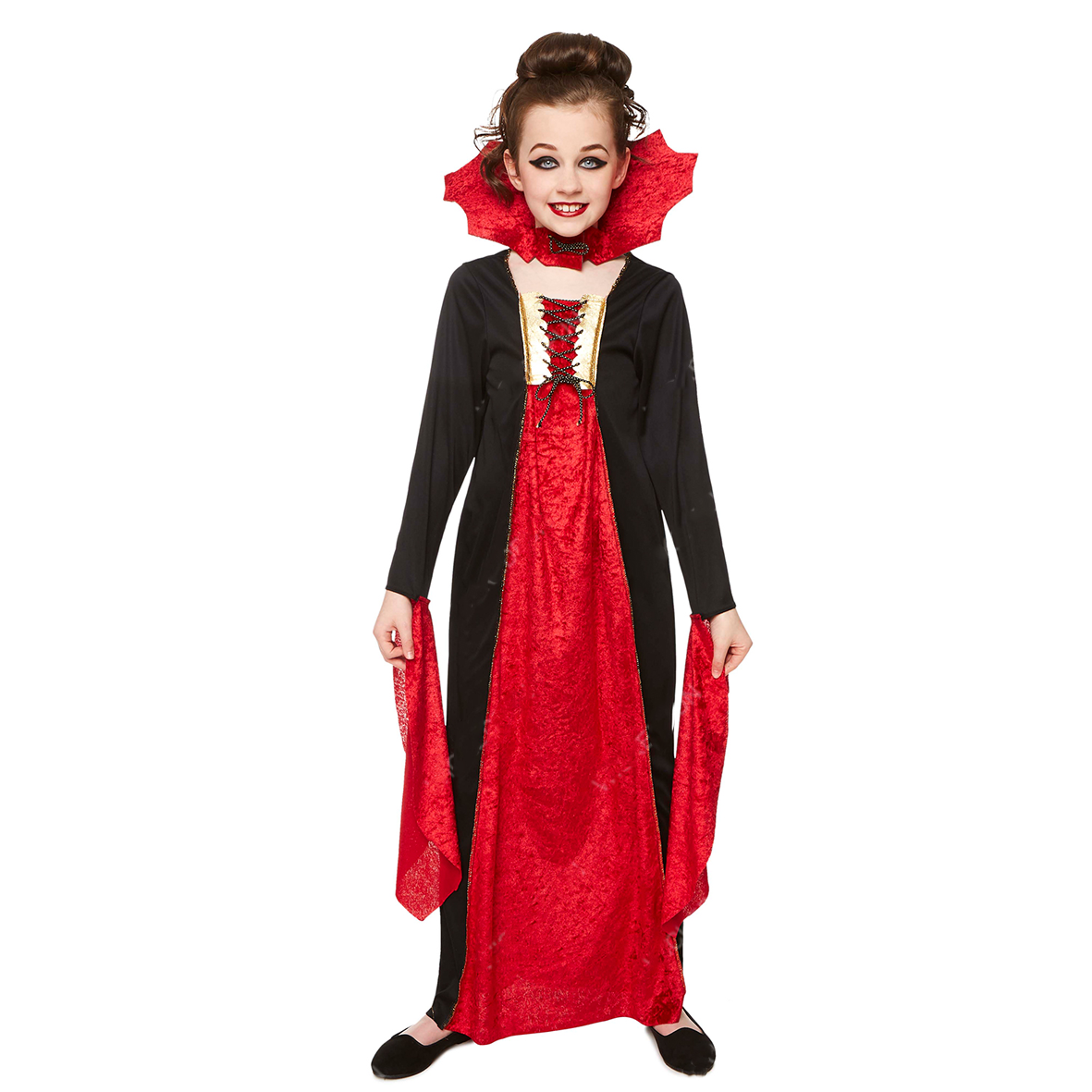 Kids Girls Gothic Vampiress Halloween Fancy Dress Costume