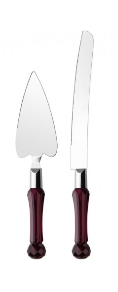 ROOC Cake Cutting Server Set of 2 Plastic Crystal Shaped Handle GPASTA
