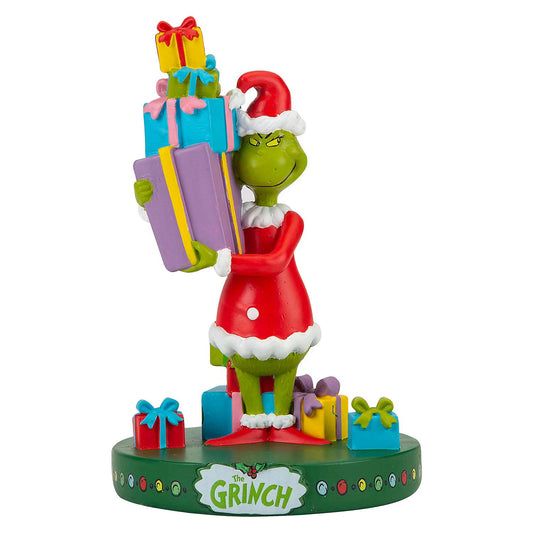 The Grinch Christmas Figurine Ornament - Santa Grinch with Presents -15cm