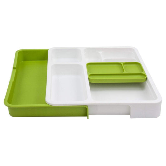 Expandable Drawer Storage Divider Organiser White Green 8909