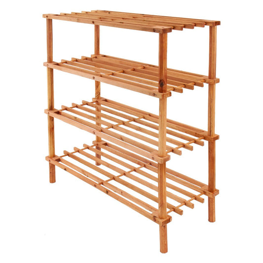 4 Tier Shoe Storage Rack WALNUT Indoor Lounge Bedroom Shoe Rack 8784