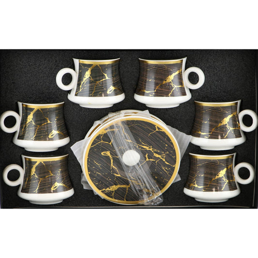 Durane Sylva Tea Set 12pc Black Brown-Gold 200ml 10525