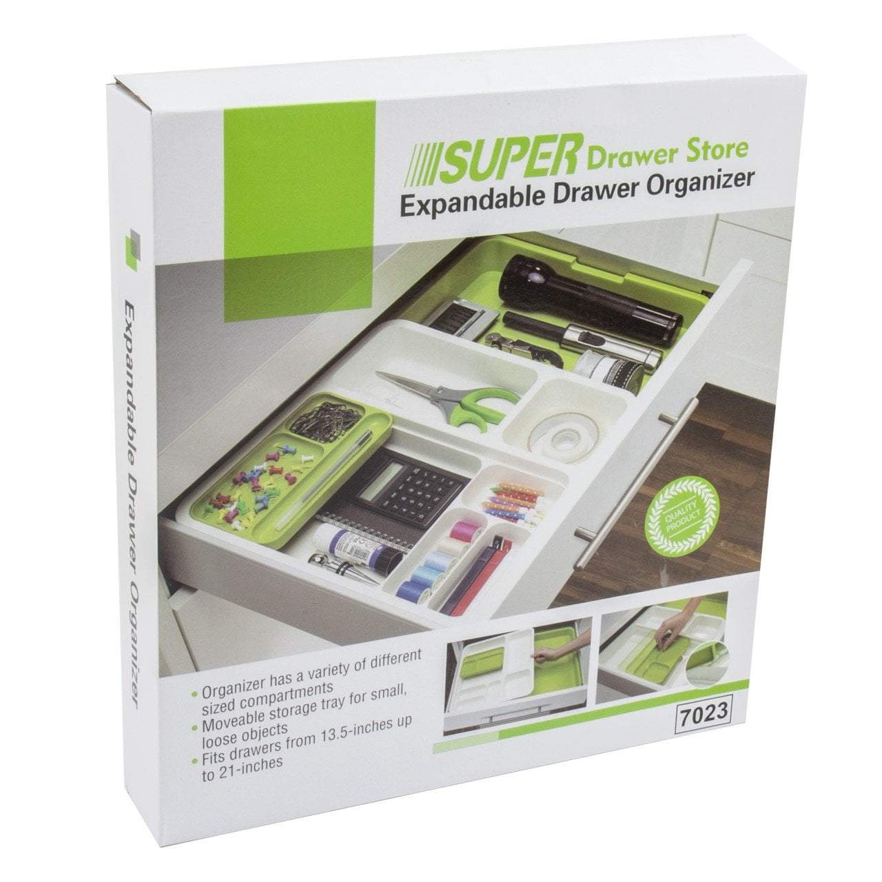 Expandable Drawer Storage Divider Organiser White Green 8909