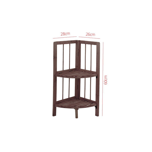 2 Tier Coffee Wooden Corner Rack Multipurpose Use Wooden Rack 28 x 26 x 60cm 8791