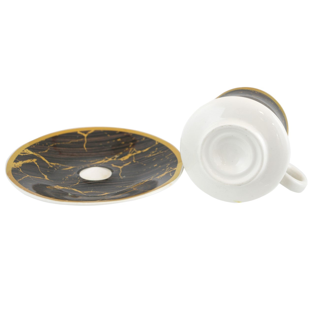 Durane Sylva Tea Set 12pc Black Brown-Gold 200ml 10525