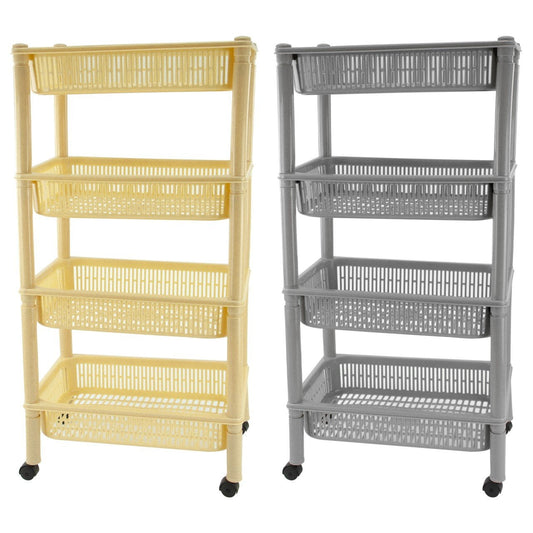 Plastic Kitchen Trolley Safari 4 Tier Fruit  Veg 2768-4R/9161