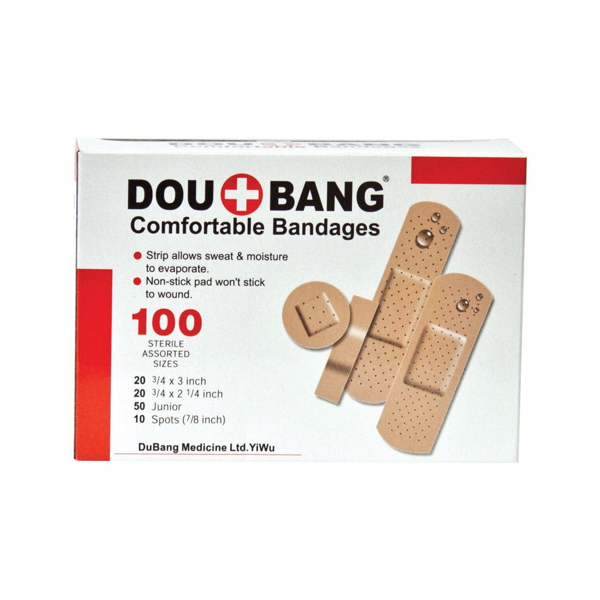 100 Piece Assorted Comfortable Bandages Different Sizes Moisture Control