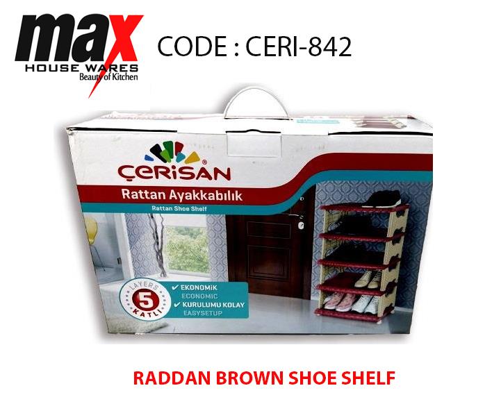 Raddan Shoe Shelf Brown 5 Layers Cloakroom CERI842