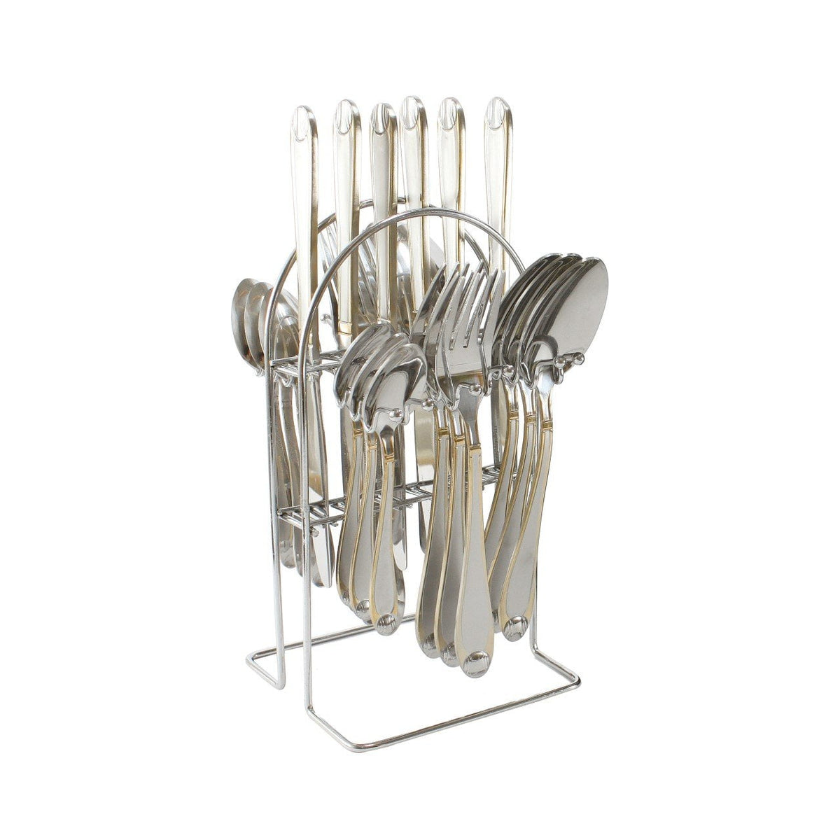Huayu Stainless Steel Cutlery Set Of 24 Silver With Gold Rim