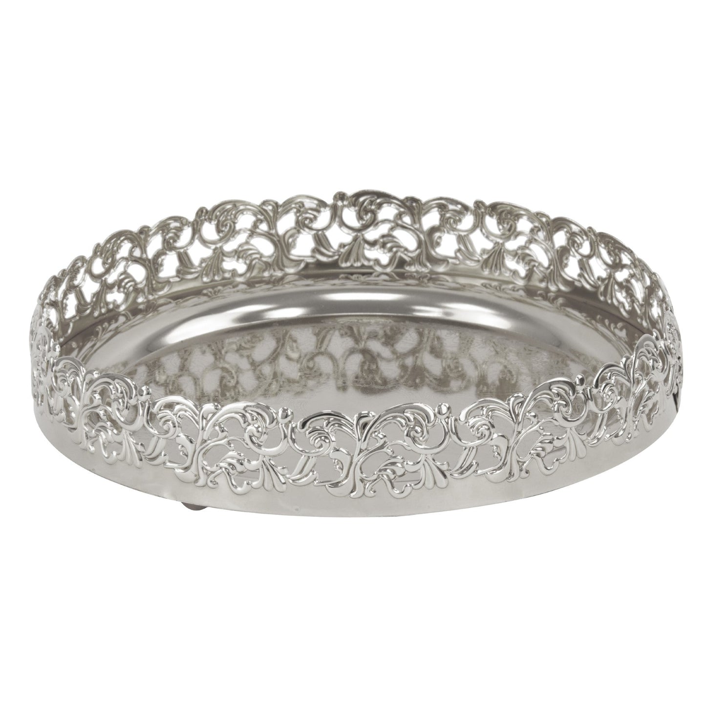 Durane Footed Metal Serving Tray 20 x 5 cm Silver 8422