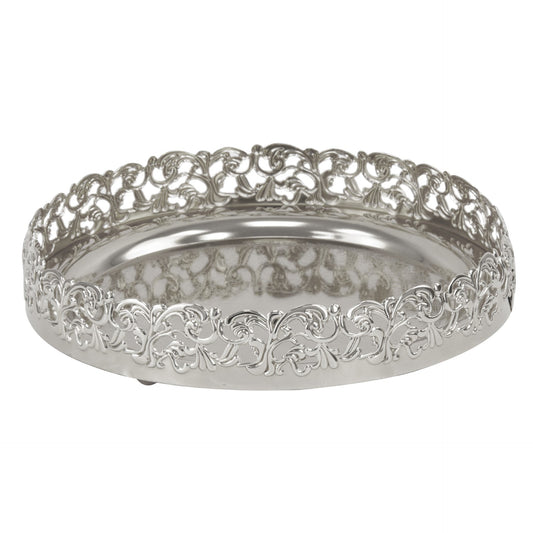 Durane Footed Metal Serving Tray 20 x 5 cm Silver 8422