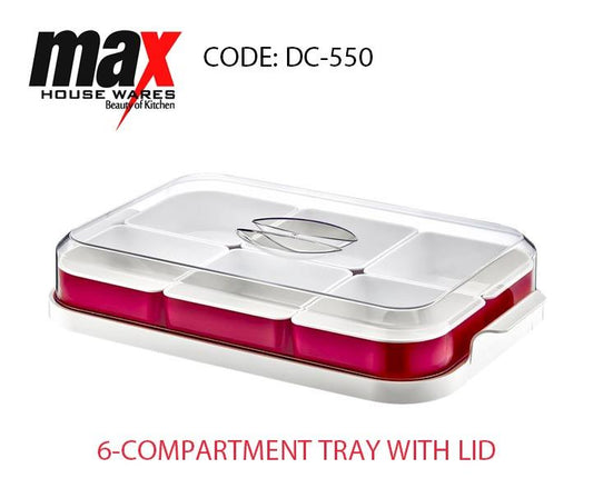 6 Compartment Tray With Lid Kitchen Home DC550 A