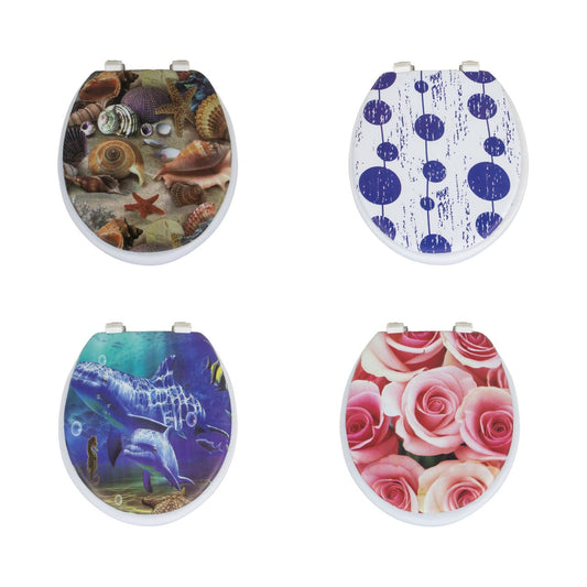 Sq Durane Cushioned Toilet With Print Seat Assorted Designs