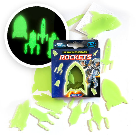 Glow In The Dark Rocket Shapes Kits x 12 ( BULK BUY 144 Shapes )