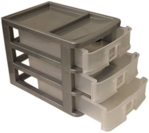Plastic Sewing Storage With 3 Drawers 20 X 18.5 X 26 Cm Assorted Colours