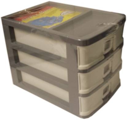 Plastic Sewing Storage With 3 Drawers 20 X 18.5 X 26 Cm Assorted Colours