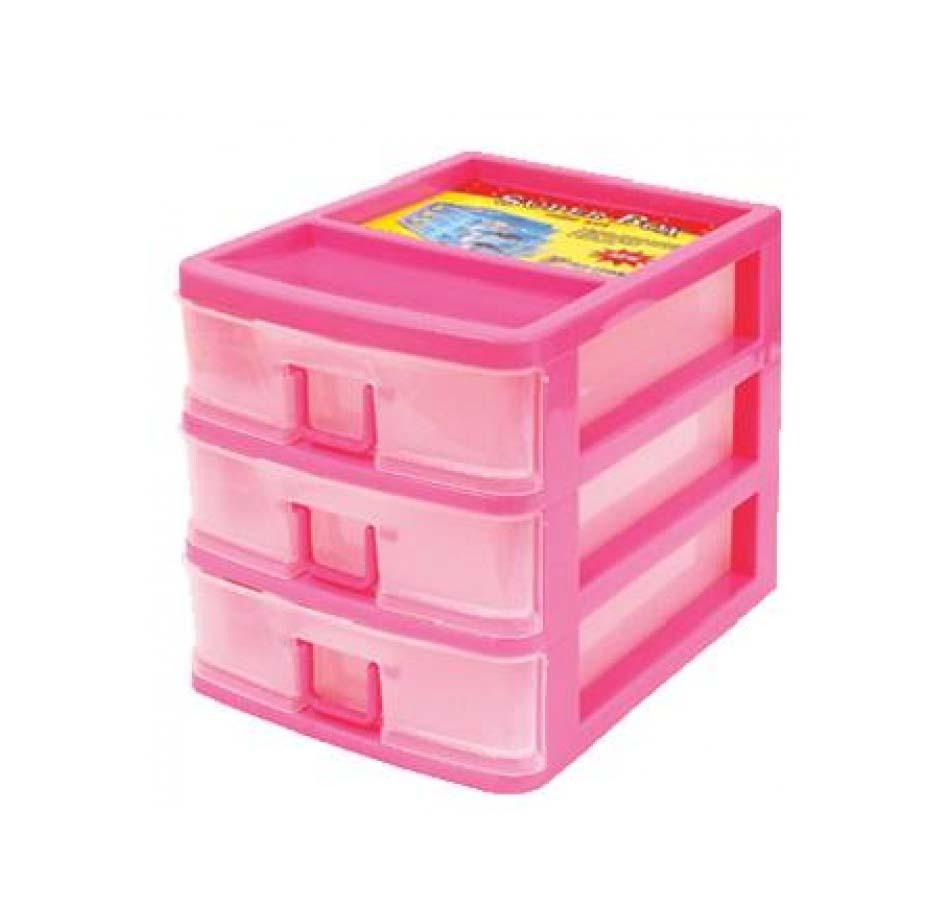 Plastic Sewing Storage With 3 Drawers 20 X 18.5 X 26 Cm Assorted Colours