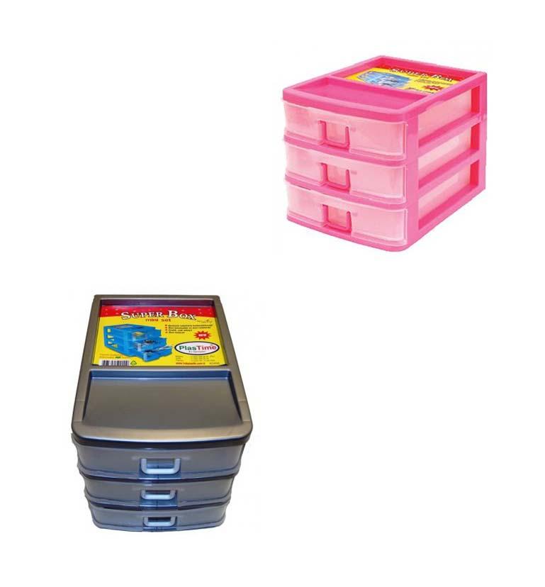 Plastic Sewing Storage With 3 Drawers 20 X 18.5 X 26 Cm Assorted Colours