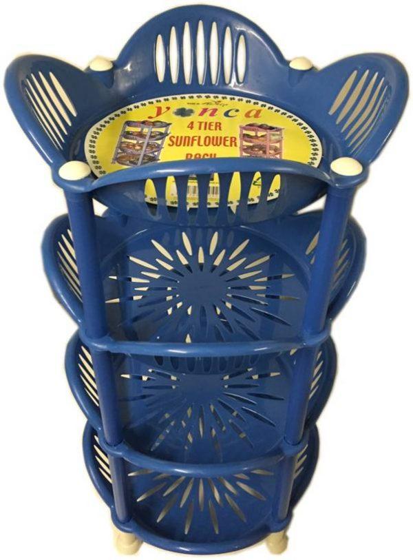 4 Tier Plastic Sunflower Vegetable Fruit Kitchen Storage Rack Assorted Colours 012284 A