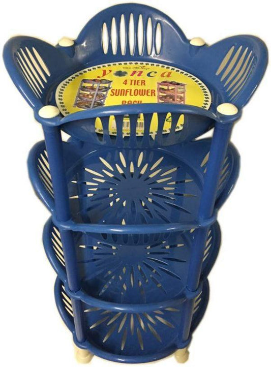 4 Tier Plastic Sunflower Vegetable Fruit Kitchen Storage Rack Assorted Colours 012284 A